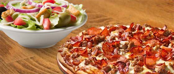 Small deluxe pizza and small garden salad