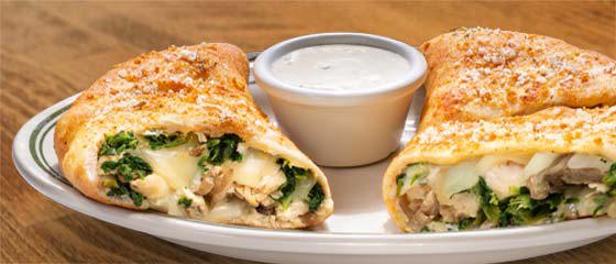 Chicken Spinach Mushroom Calzone Menu Item